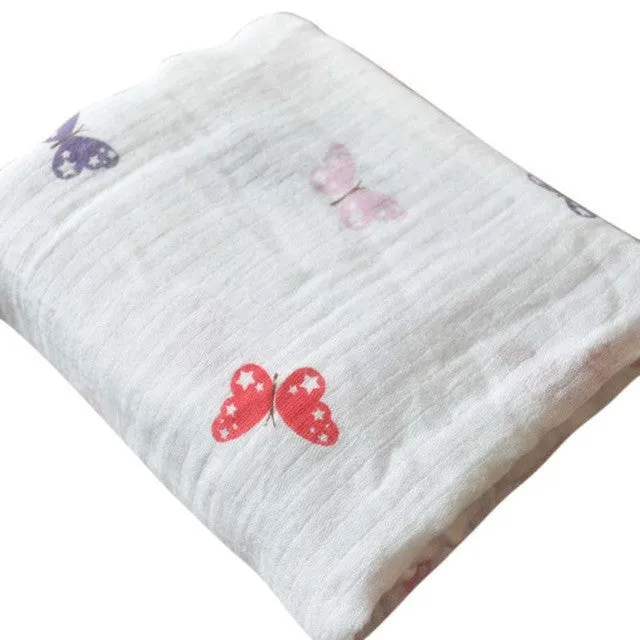 120x120cm Muslin Baby Toddler Cartoon Bedding Swaddling Blanket Warm Newborn Infant 100% Cotton Swaddle Towel