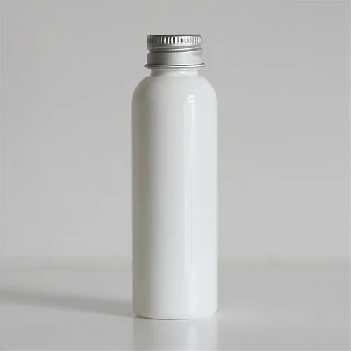 2 oz White PET Bullet Bottle with 20-410 Aluminum Cap