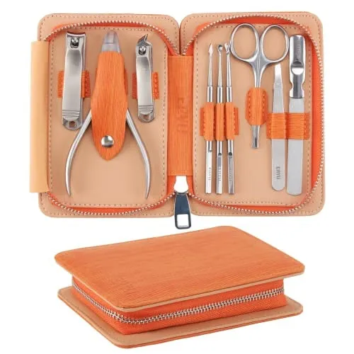 9 in 1 Manicure Set Professional, Stainless Steel Fingernail and