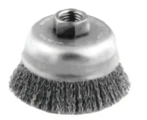 Advance Brush Crimped Cup Brush, 6 in Dia., 5/8-11 Arbor, 0.014 in Steel Wire, 82516