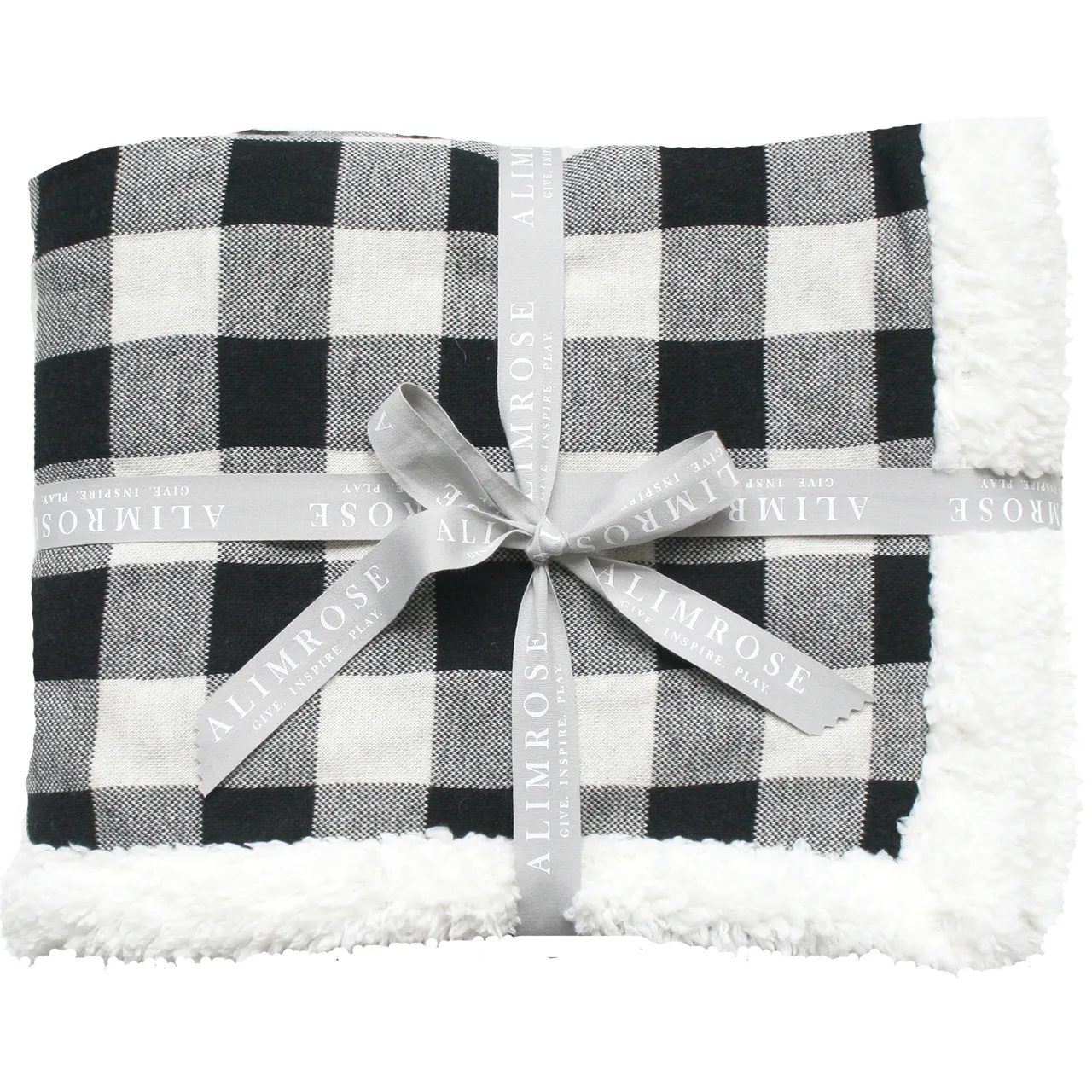 Alimrose Sherpa Baby Blanket - Black Check