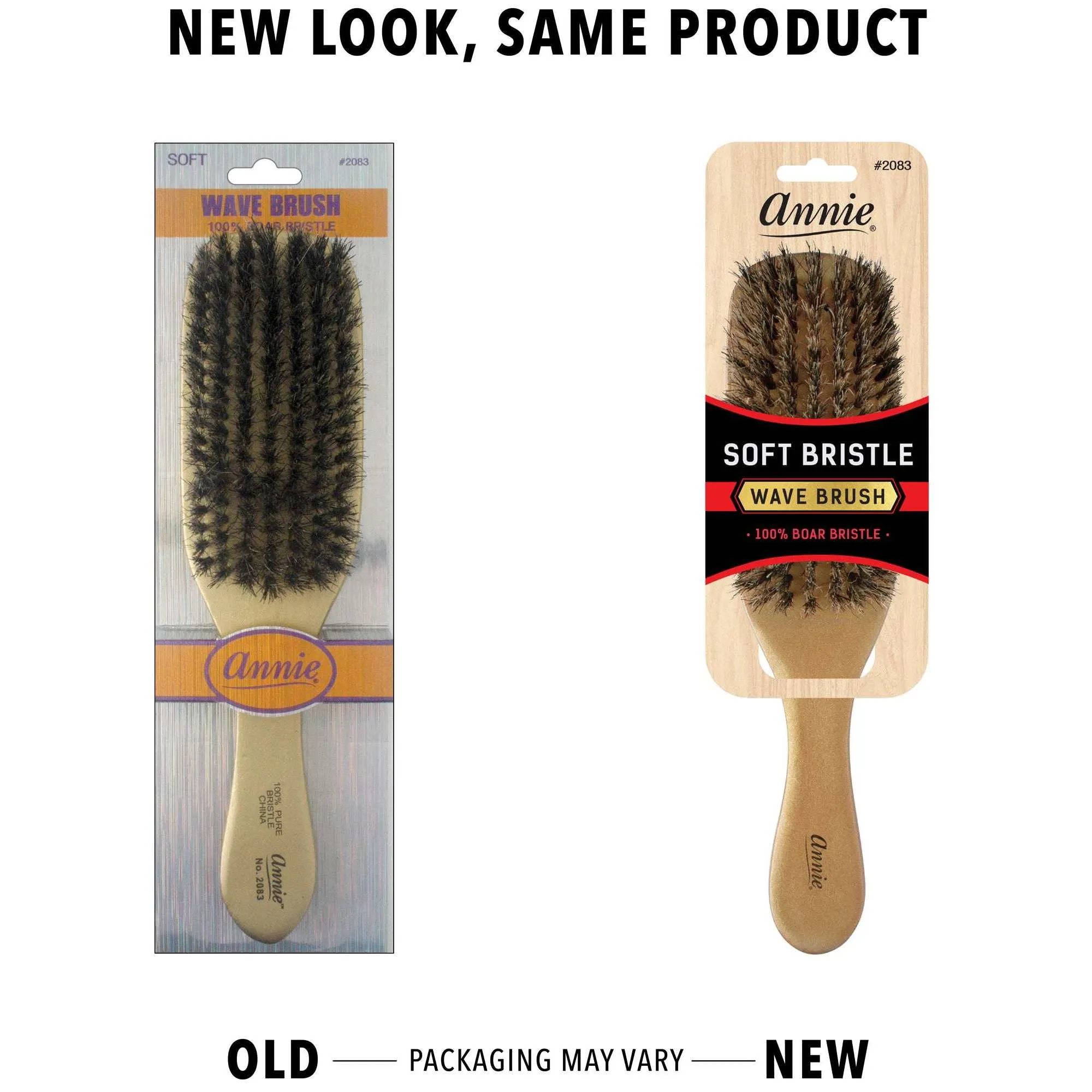 Annie Soft Wave Brush 100% Pure Boar Bristles Gold