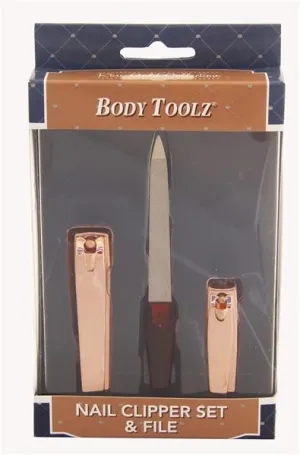 Body Toolz Rose-Gold 3-Piece Toenail Clipper Set & File Discontinued