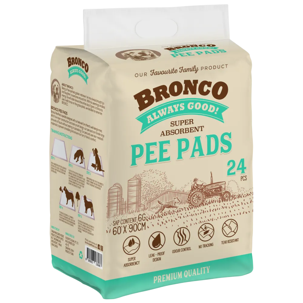 Bronco Super Absorbent Pee Pads 24pcs (60 x 90cm)