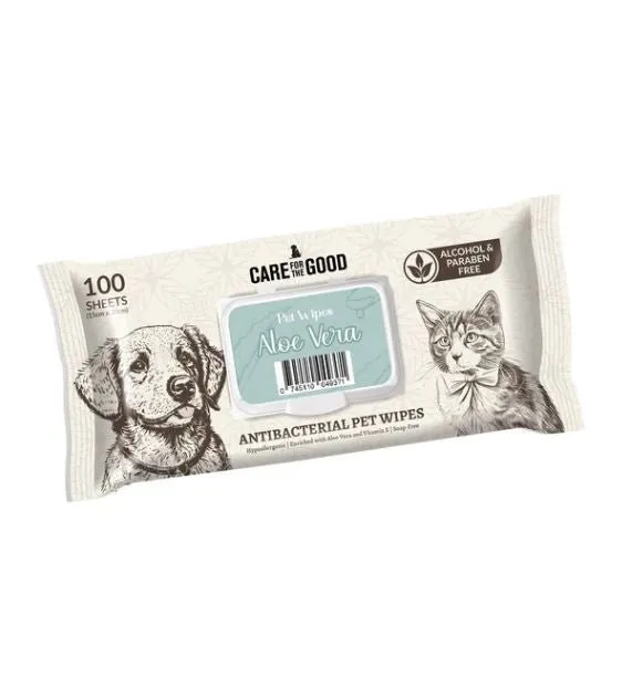 Care For The Good Antibacterial Wipes For Dogs & Cats (Aloe Vera)