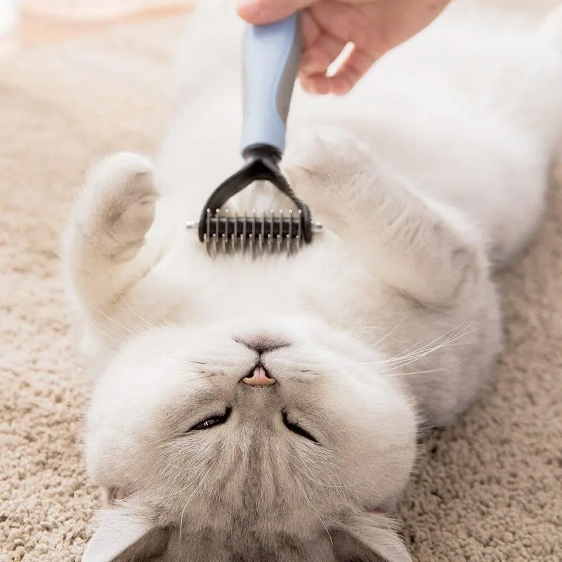 Cat Deshedding Brush - Grooming Dematting Tool For Long Hair Cats