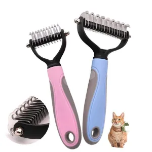 Cat Deshedding Brush - Grooming Dematting Tool For Long Hair Cats