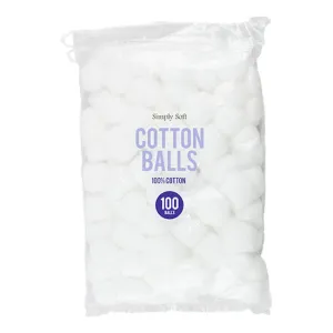 Cotton Wool Balls - 100 Pack Makeup Removal Cleaning Cosmetic Pads Soft Absorbent Skincare