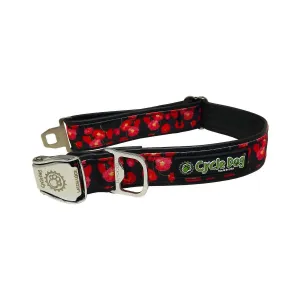 Cycle Dog Flowers-Coral Poppies Dog Collar Medium