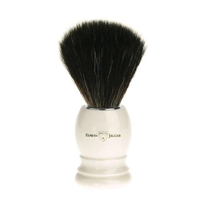 Edwin Jagger - 21P27 Imitation Ivory Black Synthetic Shaving Brush, Medium