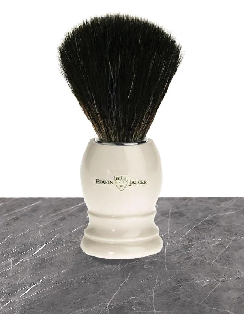 Edwin Jagger - 21P27 Imitation Ivory Black Synthetic Shaving Brush, Medium