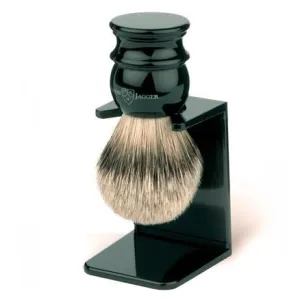 Edwin Jagger Silvertip Handmade English Shaving Brush and Stand in Ebony, Large