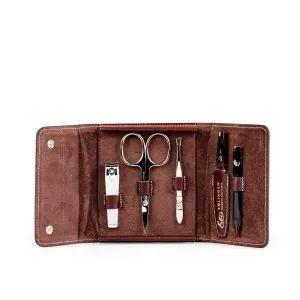 Erbe Solingen 5-Piece Manicure Set, Antique Cowhide Brown Snap Case