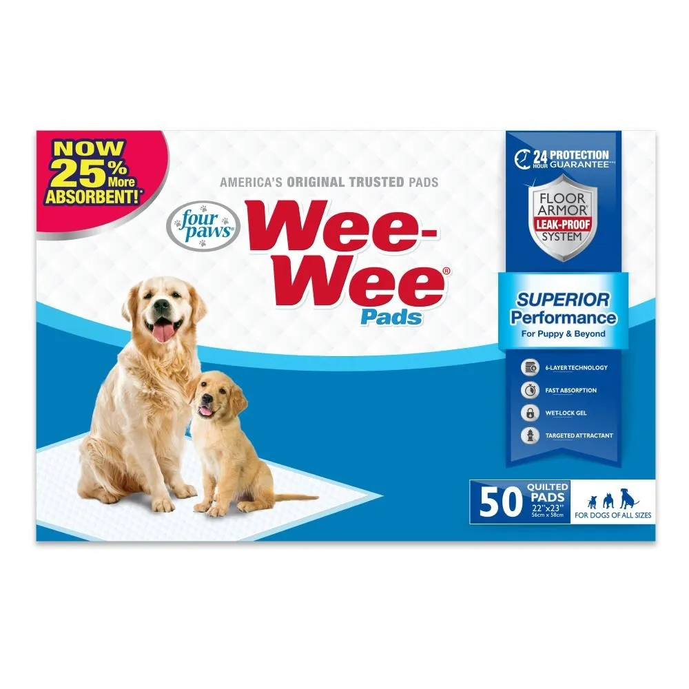 Four Paws Wee-Wee Superior Performance Standard Dog Pee Pads 22"x23" 50Pk