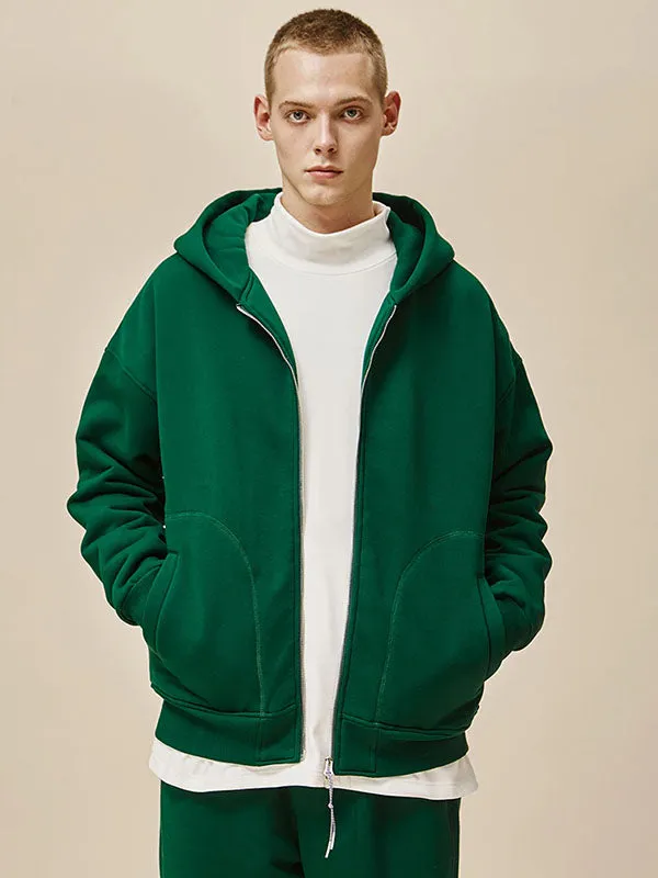 Green Hoodie Fleece Jacket