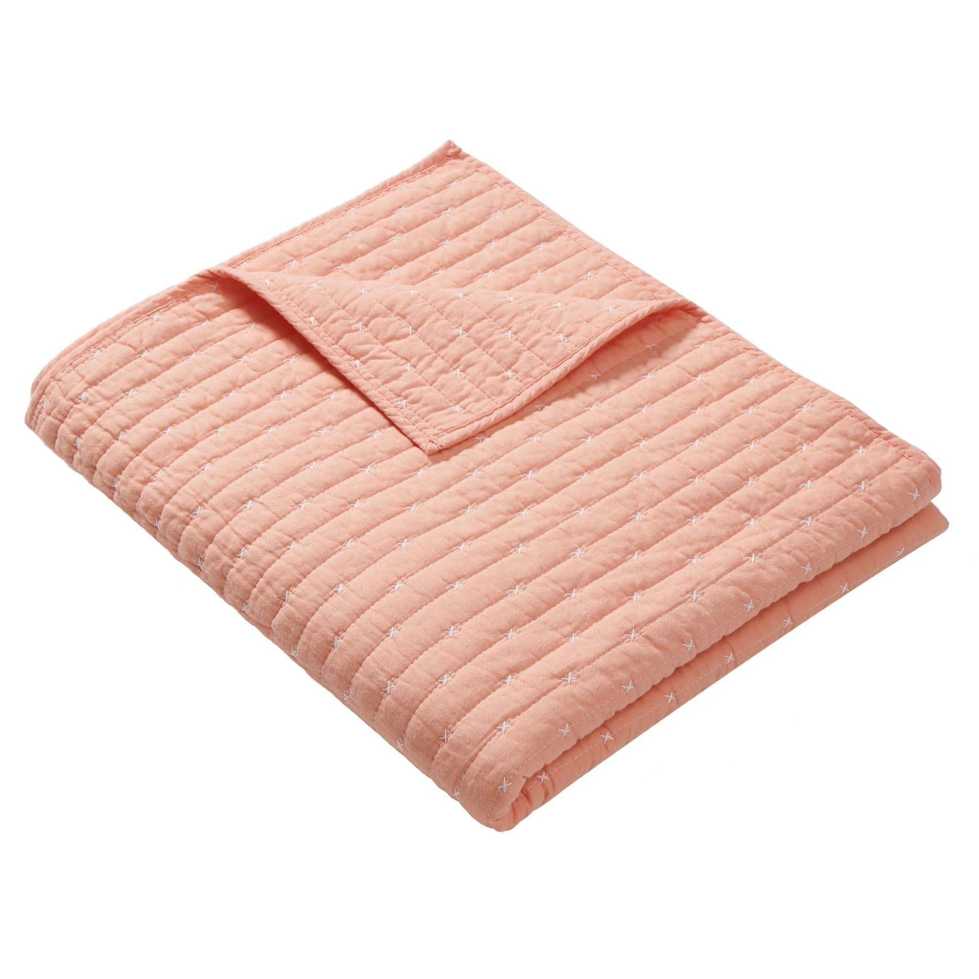 Greenland Home Fashions Monterrey Finely Stitched Throw Blanket Classic Solid Color Style 50" x 60" Coral