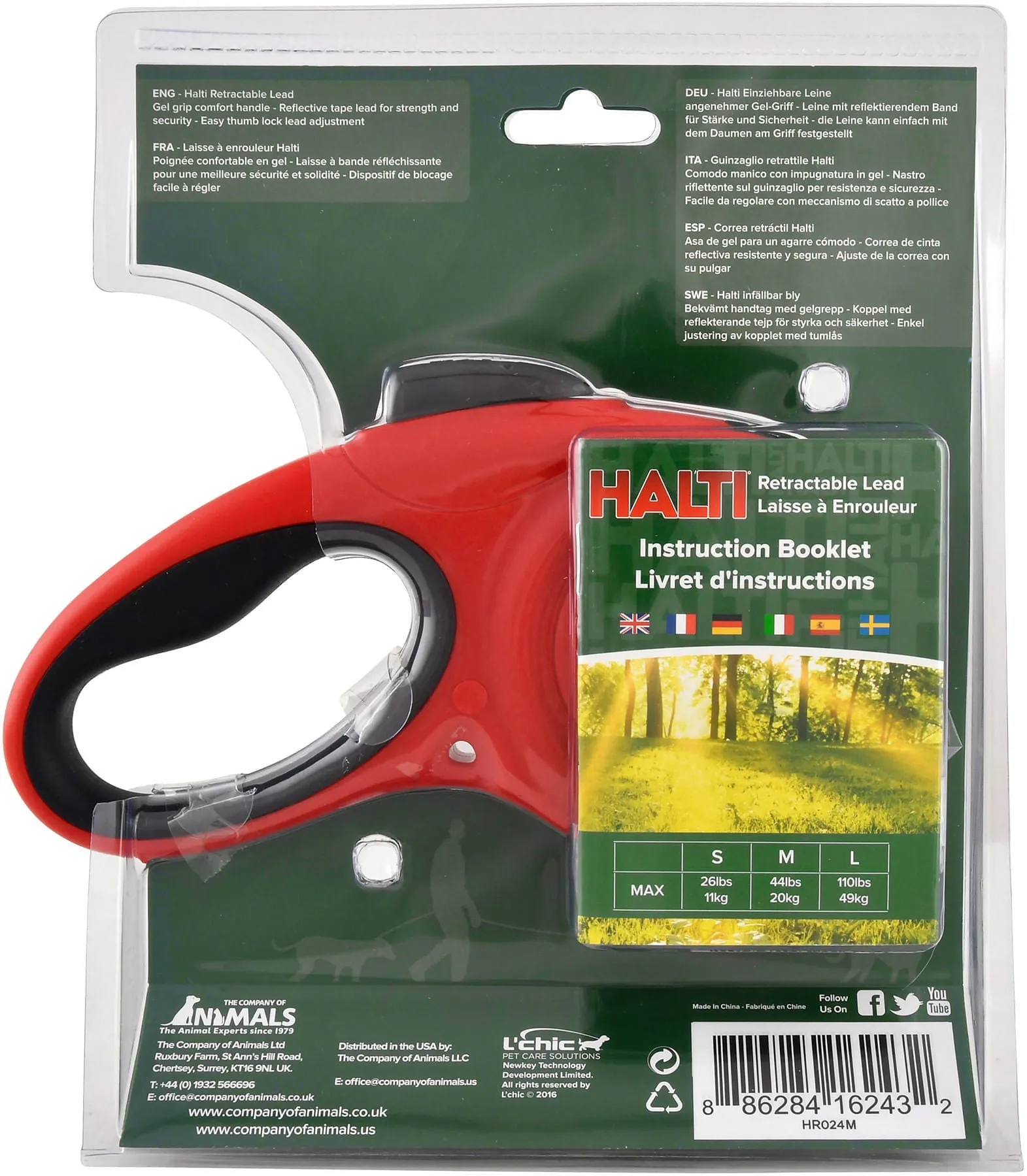 Halti Retractable Lead, Red