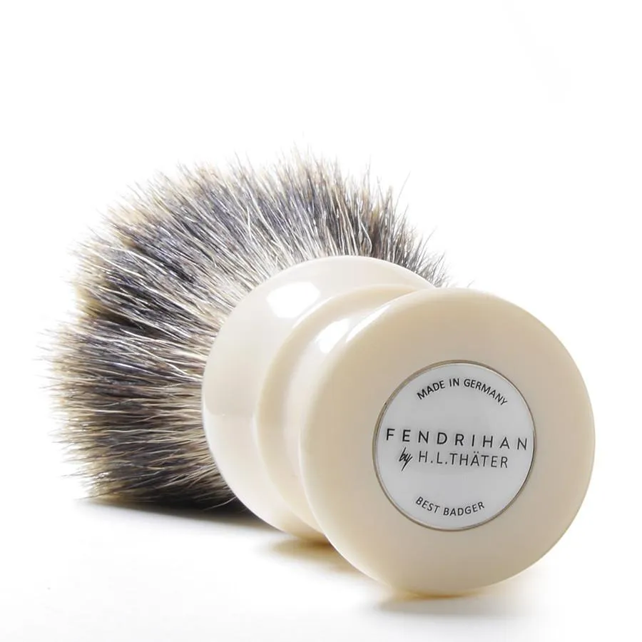 H.L. Thater for Fendrihan Fan-Shaped Best Badger Shaving Brush with Faux Ivory Handle, Size 4