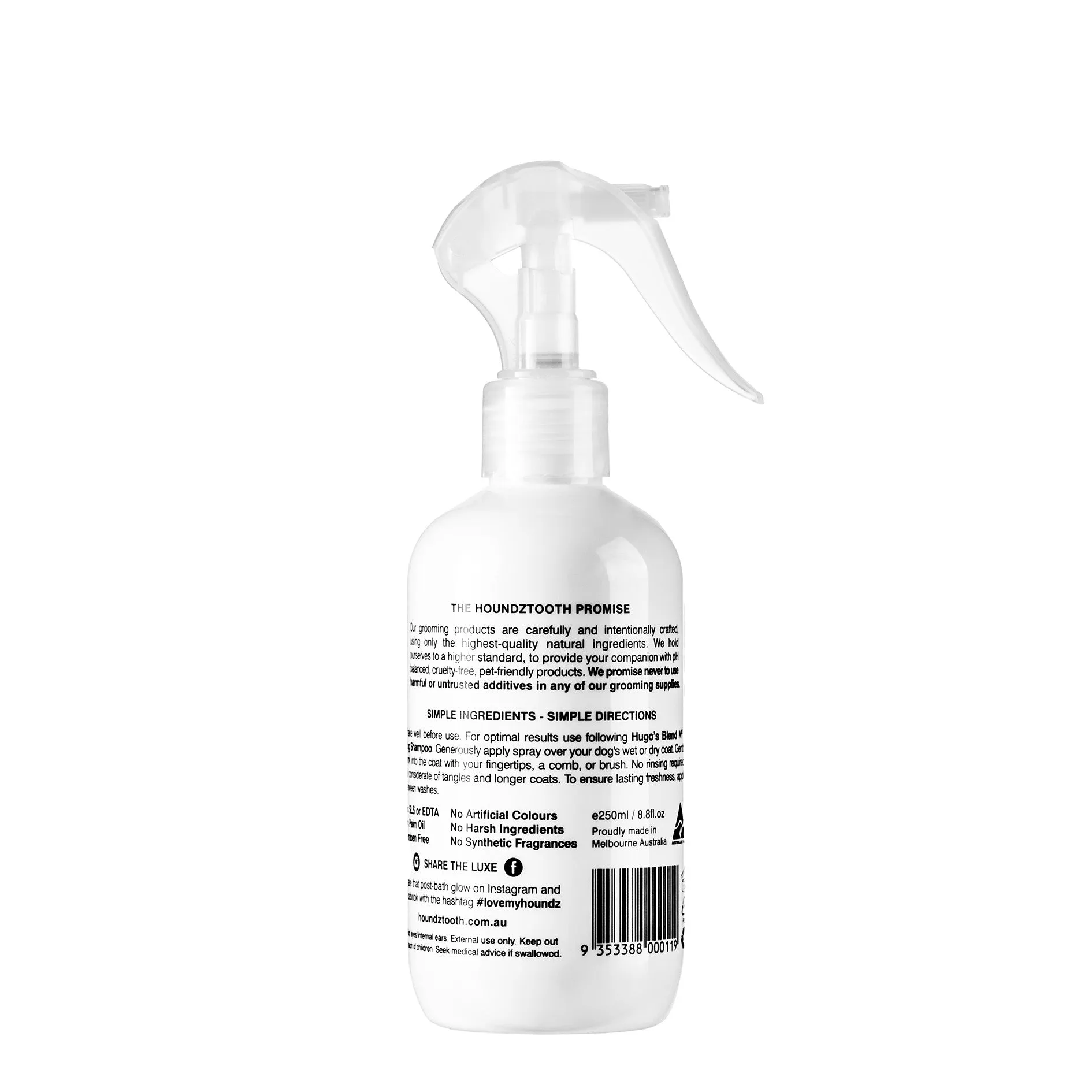 Houndztooth Hugos Blend No.1 Goat Milk Conditioning and Deodoriser Spray 250ml