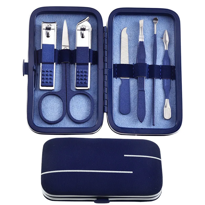 Jgj Stainless Steel Nail Clippers Blue Nail Clippers Set Gift Nail Scissors 7-Piece Set