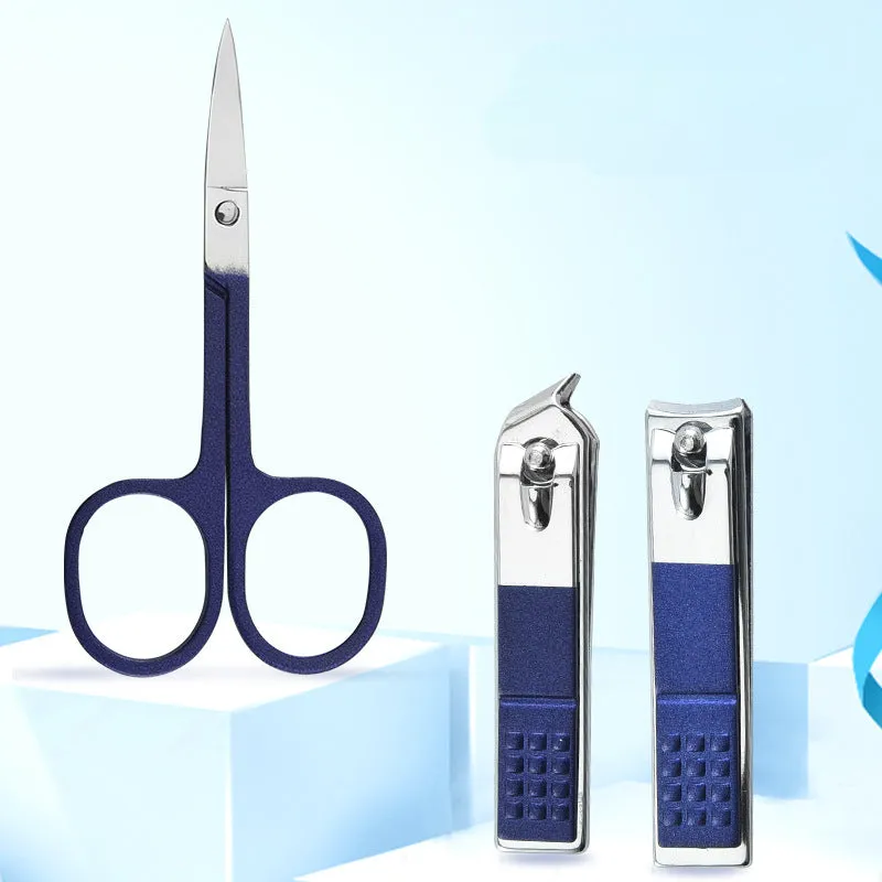 Jgj Stainless Steel Nail Clippers Blue Nail Clippers Set Gift Nail Scissors 7-Piece Set