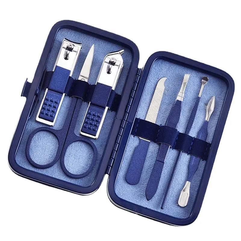 Jgj Stainless Steel Nail Clippers Blue Nail Clippers Set Gift Nail Scissors 7-Piece Set