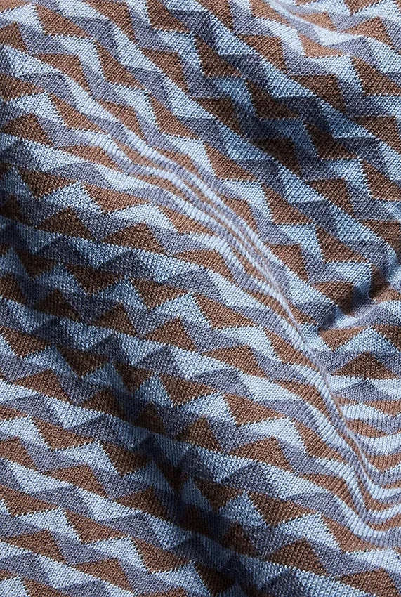 Knit Cotton Blanket "ZigZag Blue" by Michele Rondelli