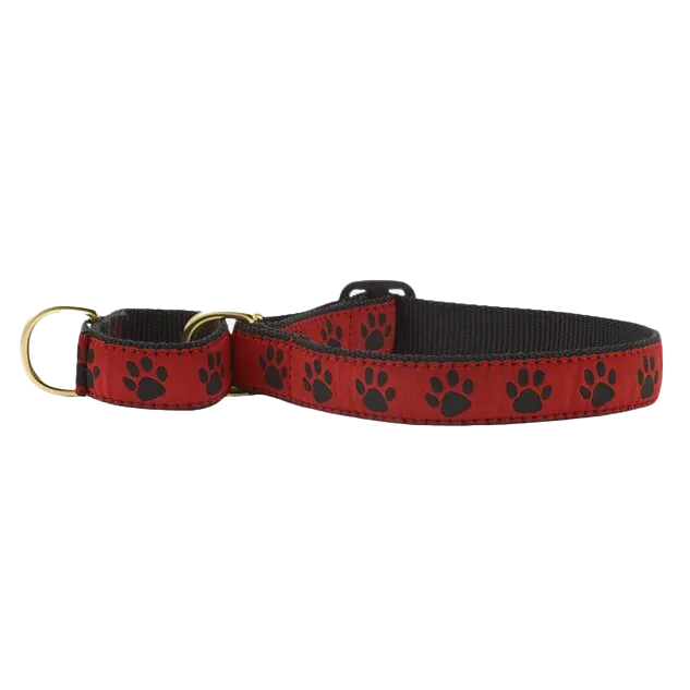 Martingale Collar | Red & Black Paw