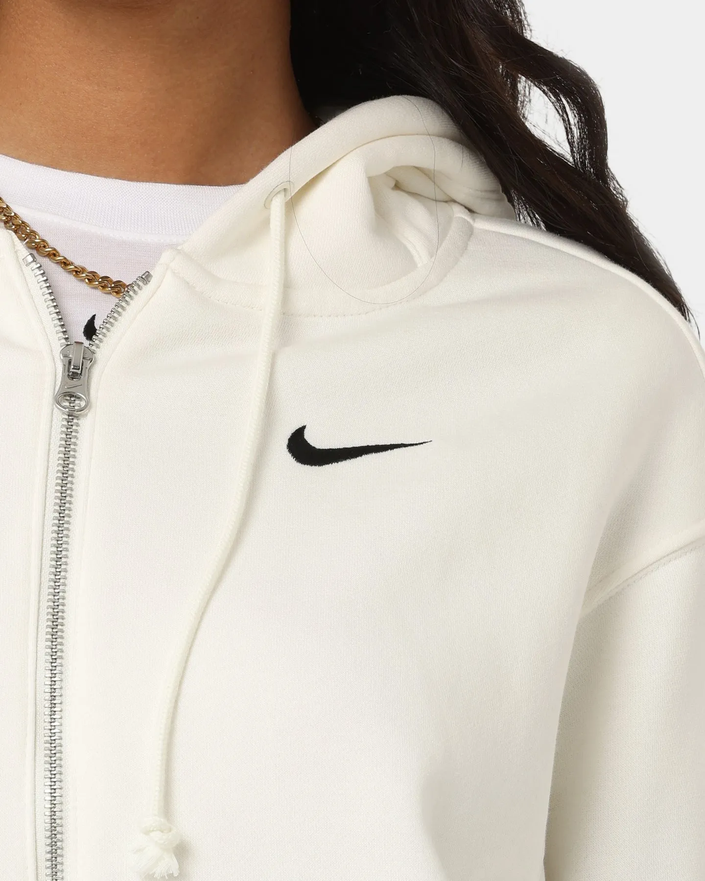 Nike Women's Nike Sportswear Style Fleece Full-Zip Oversized Hoodie Sail/Black