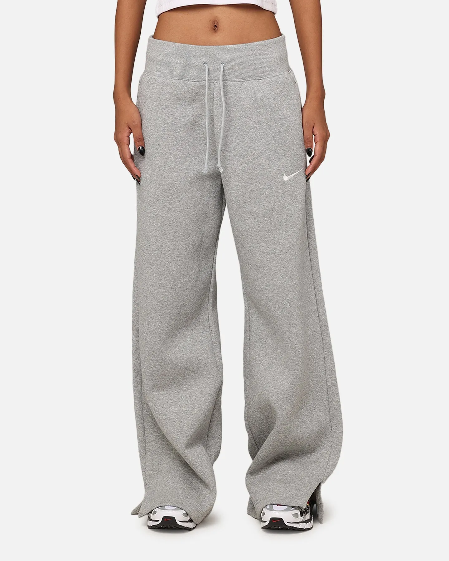 Nike Women's Sportswear Pheonix Fleece High Waisted Wide Leg Sweat Pants Dark Grey Heather