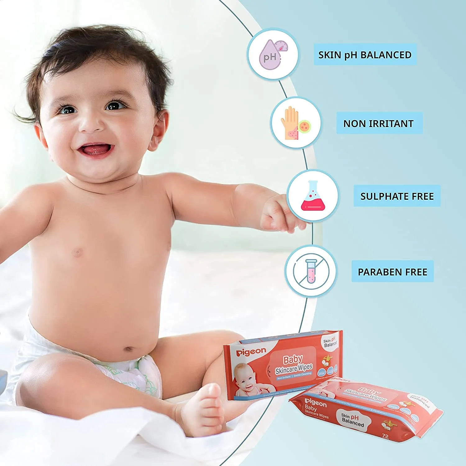 PIGEON Baby Skincare Wipes - 5Pack - 72pcs each