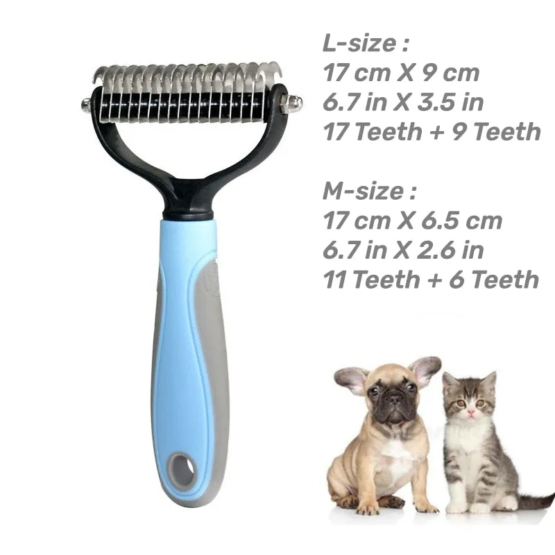 Professional Pet Deshedding Brush 2 Sided Dematting Dog Comb Cat Brush Rake Puppy Grooming Tools Undercoat Shedding Flying Hair