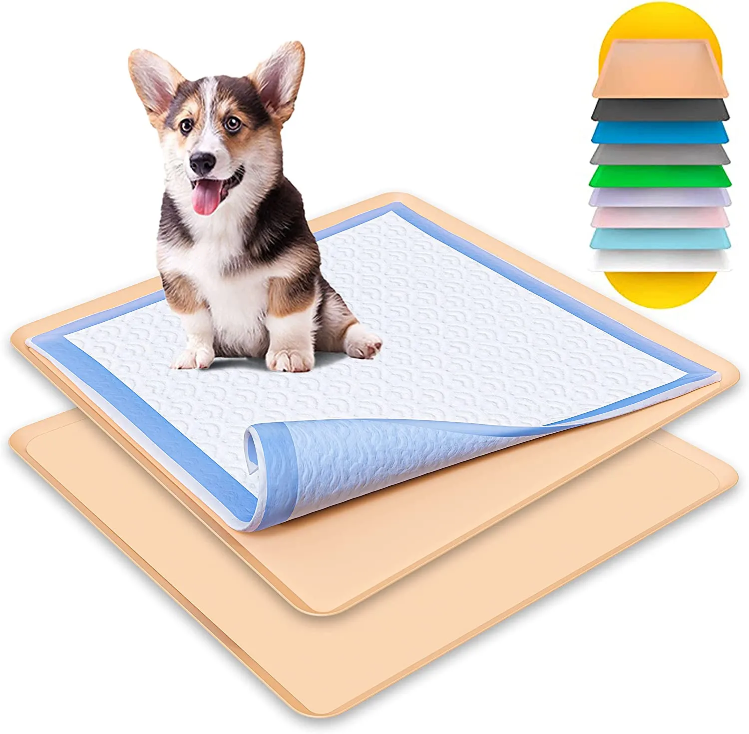 Skywin Puppy Pad Holder Tray - No Spill Pee Pad Holder for Dogs - Pee Pad Holder Works with Most Training Pads, Easy to Clean and Store