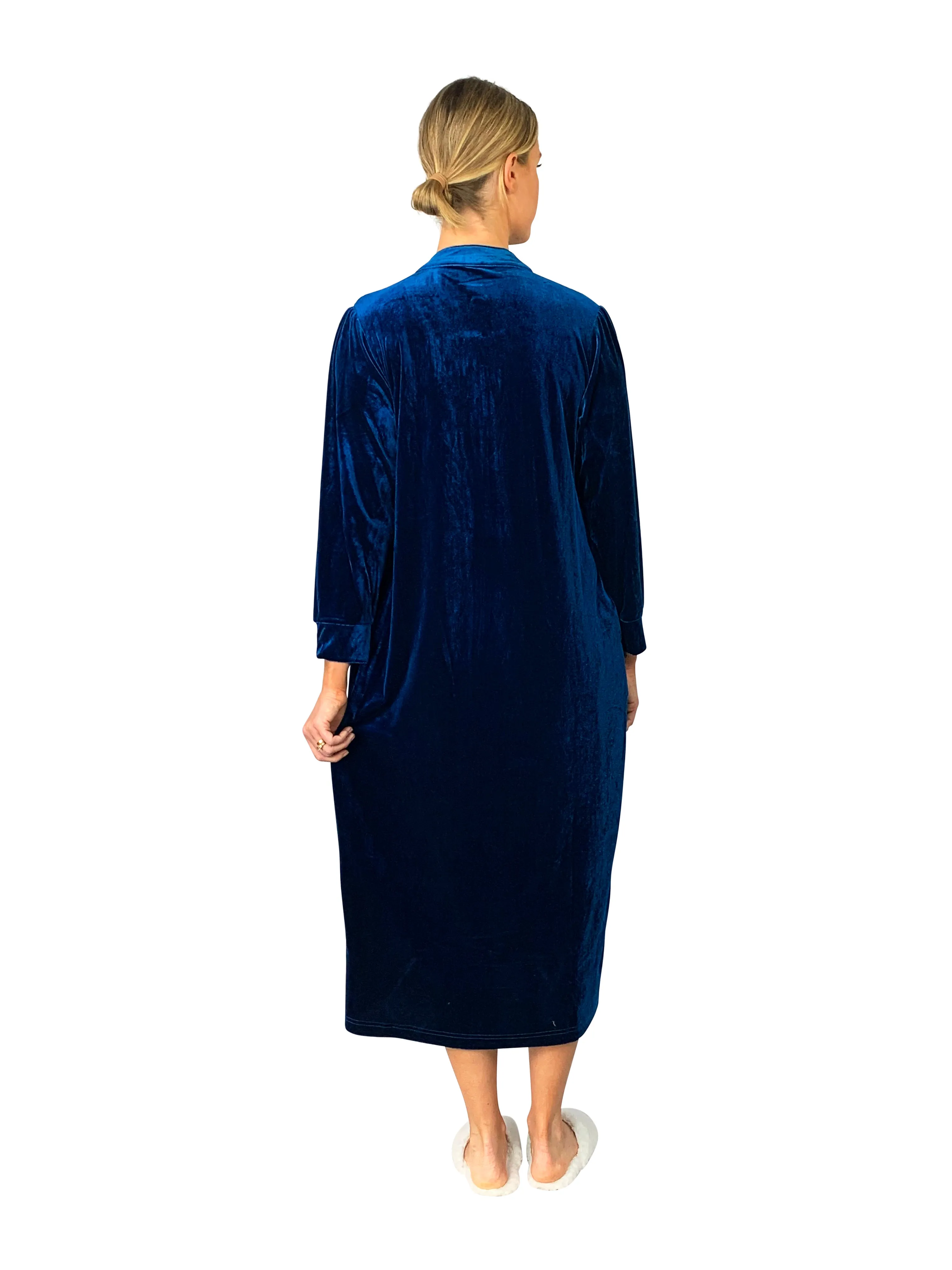 Smocked Velour Zip Front Robe