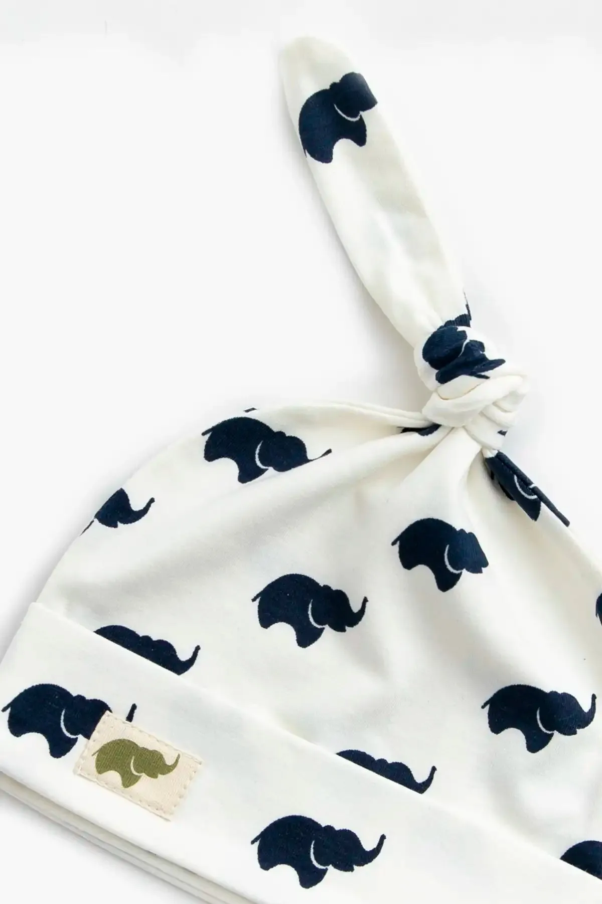 Top Knot Cap_Navy Elephant