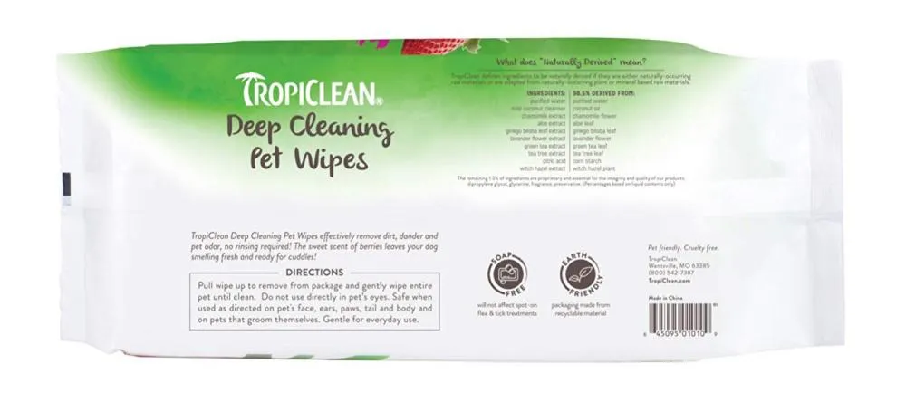 TropiClean Deep Cleaning Pet Wipes