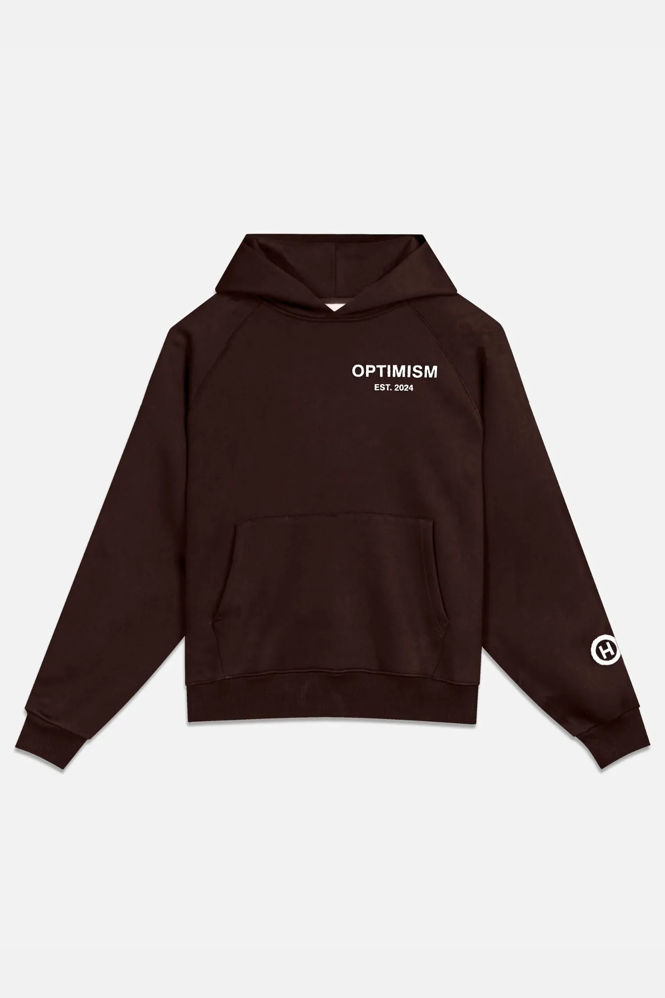 Unisex Premium Fleece- Hoodie Oversized (Brown) Optimism