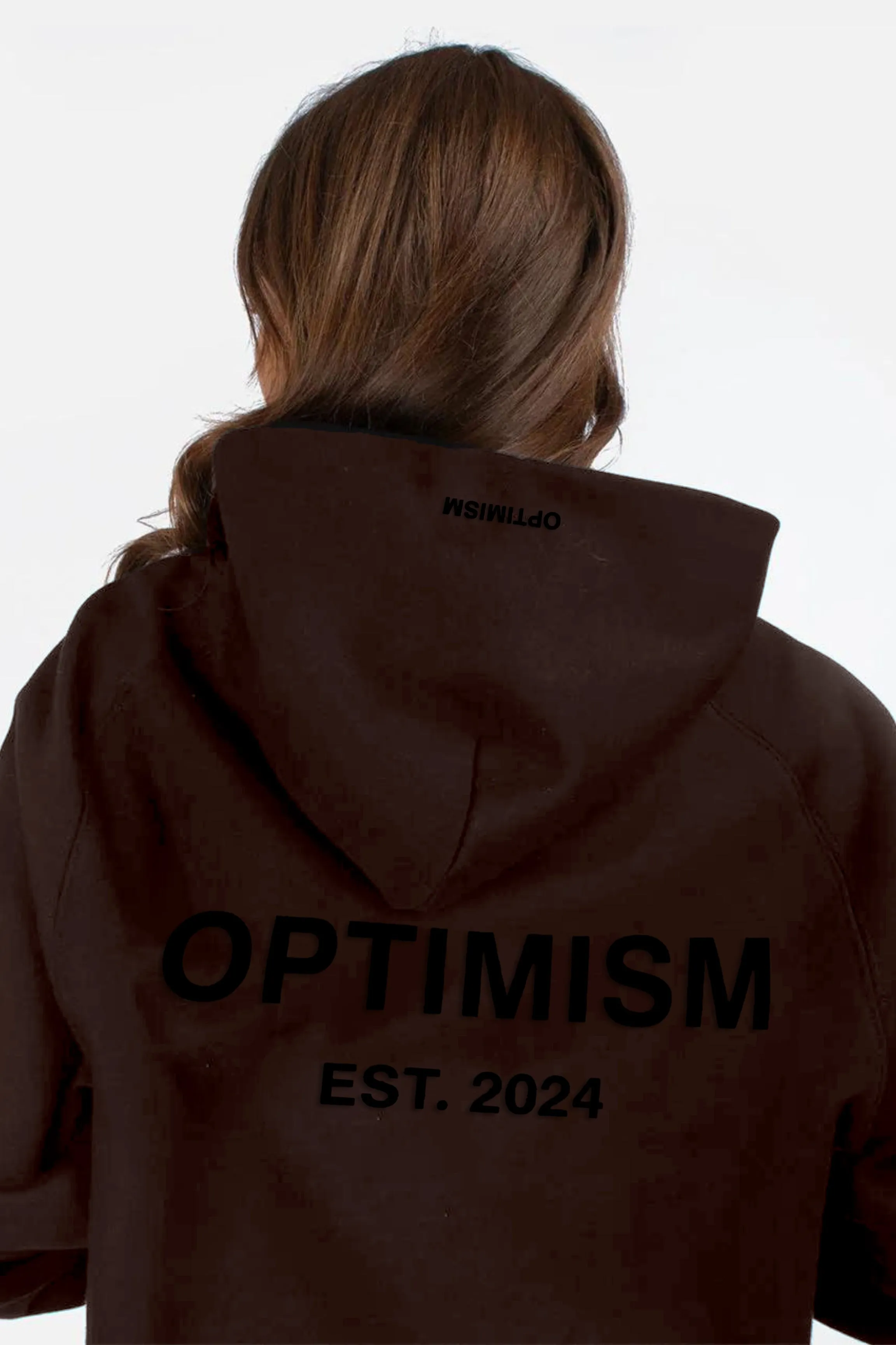 Unisex Premium Fleece- Hoodie Oversized (Brown) Optimism