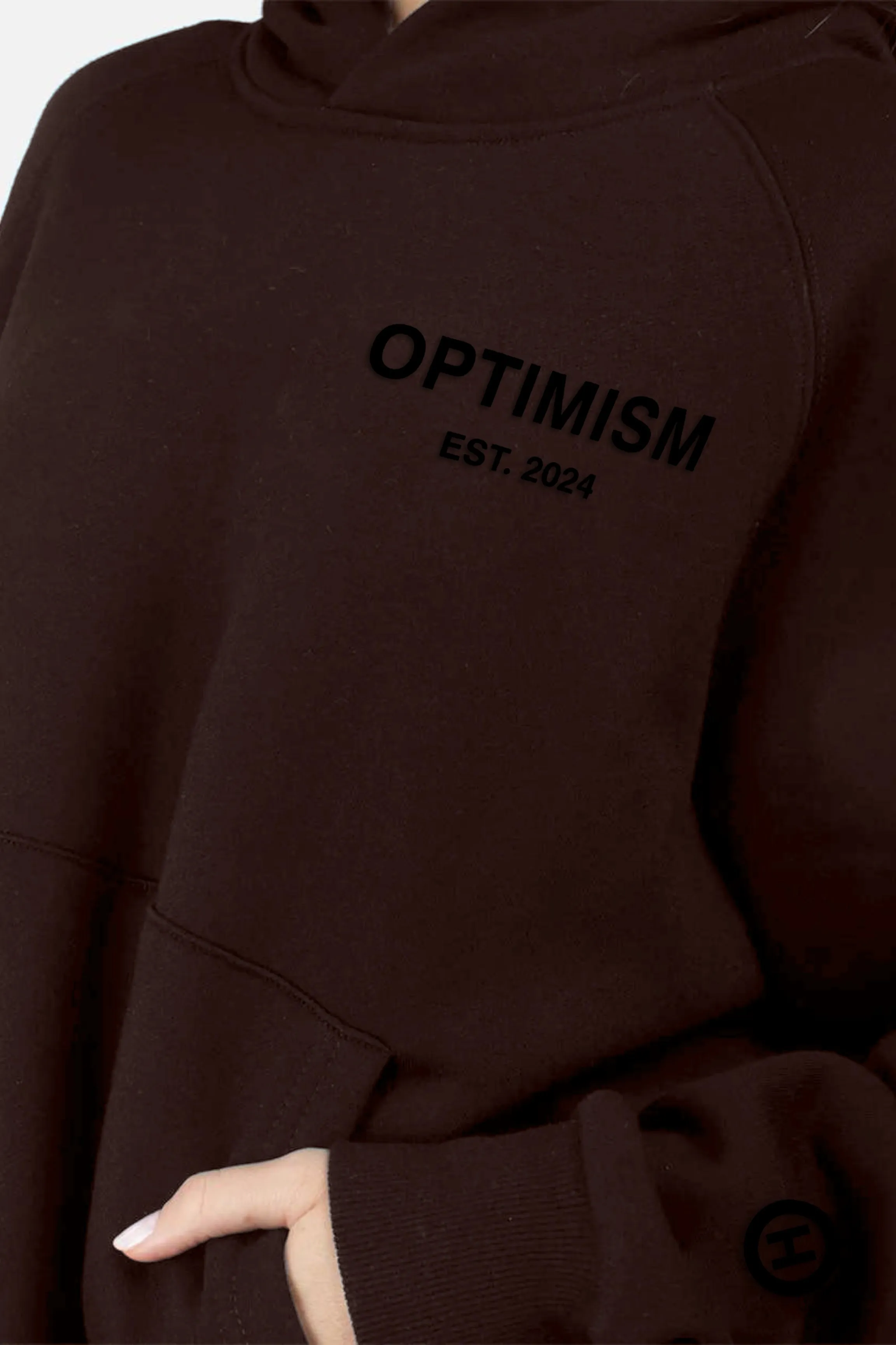 Unisex Premium Fleece- Hoodie Oversized (Brown) Optimism